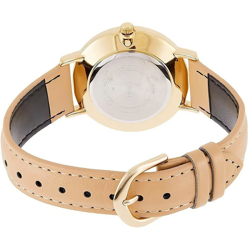 Reloj Casio Cuero Dama Ltp-vt01gl-7b Original Marrón Claro Dorado Blanco