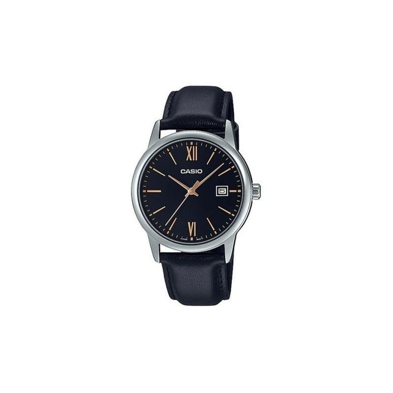Reloj Casio Mujer Ltp-v002l-1b3 Relojesymas Color De La Correa Negro Color Del Bisel Plateado Color Del Fondo Negro