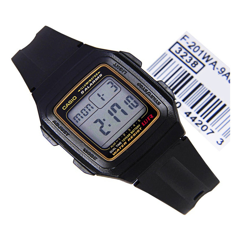 Reloj Deportivo Casio F-201wa-9a Original Negro Negro/marrón Gris