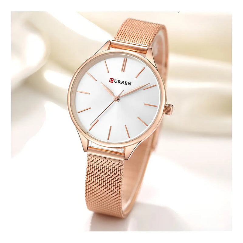 Relojes Modernos De Cuarzo Curren 9024-2 Rose White Dorado White
