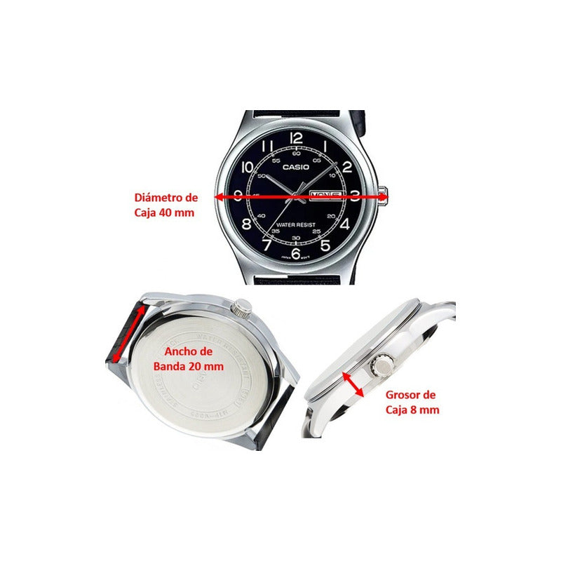 Reloj Casio Mtpv006l-1b2udf Cuarzo Unisex Color De La Correa Mtp-v006l-1b2 Plateado Negro
