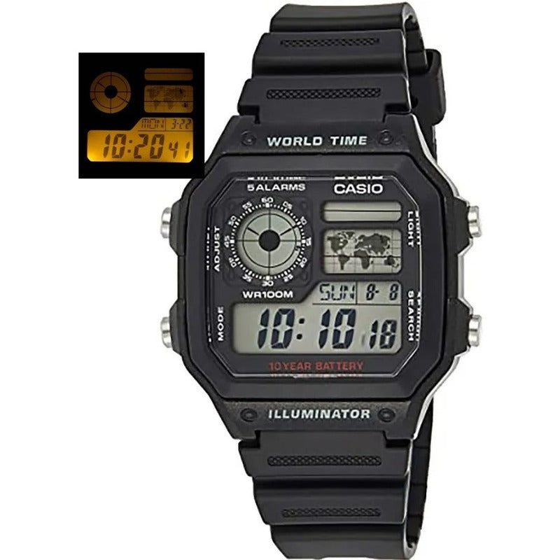 Reloj Pulsera Casio Collection Ae-1200wh-1av Relojesymas Negro Gris