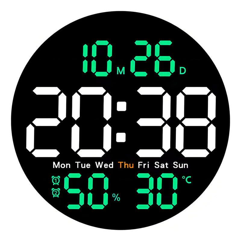 Reloj Digital Volando Led Negro 25 Cm Pared Con Fecha Y Temperatura