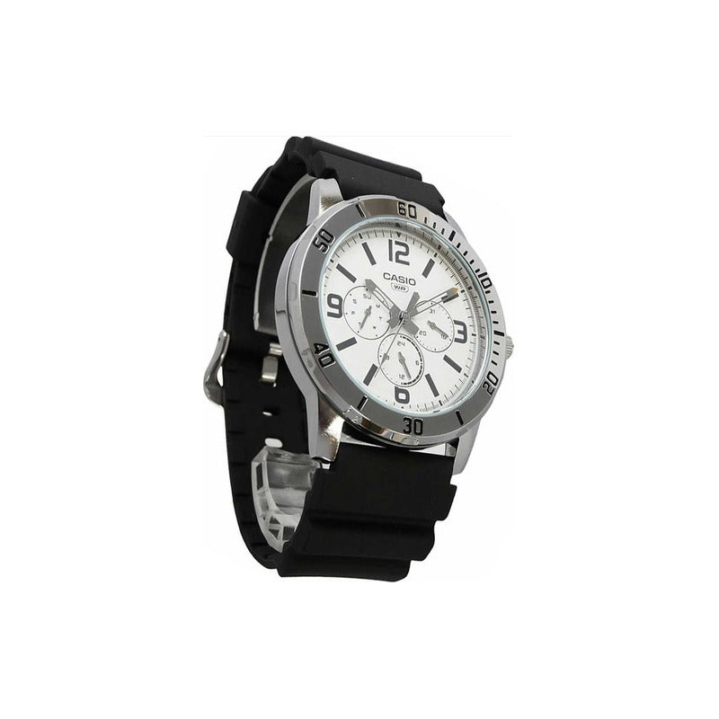 Reloj Casio Mtp-vd300-7budf Cuarzo Hombre Negro Plateado Blanco