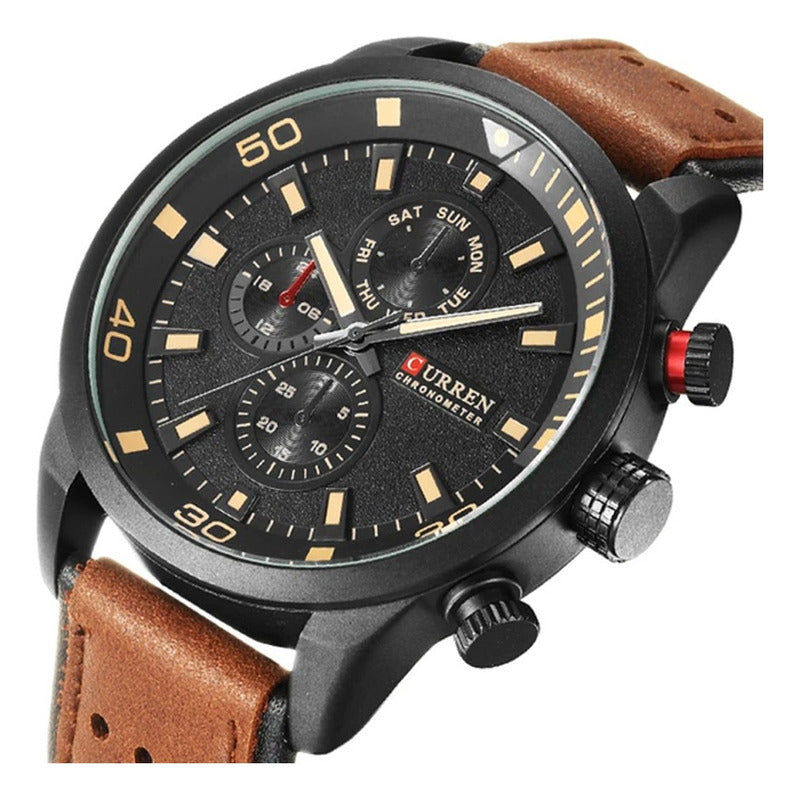 Reloj Curren 8250-1 Cfbk Marrón Hombre Original