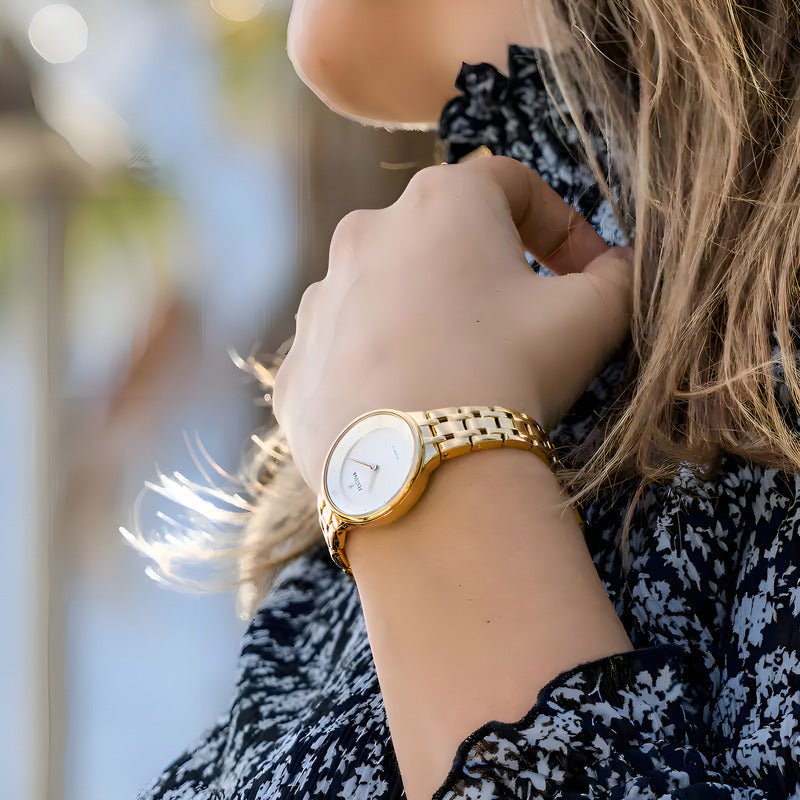 Reloj Festina Mujer F20601.1 Mademoiselle Clasico Acero Color De La Malla Dorado Color Del Fondo Plata