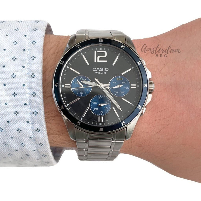 Reloj Casio Mtp-1374d-7av Cuarzo Hombre Plateada Negro Plateado Claro
