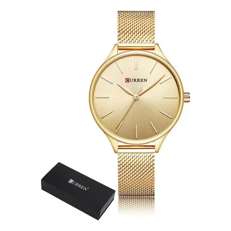 Reloj Pulsera Curren 9024-5 Mujer Golden Dorado Blanco