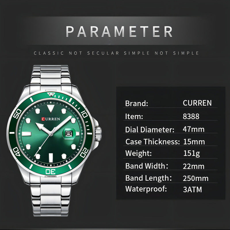 Reloj Curren Esportivo Para Hombre De Cuarzo Con Acero Inoxidable