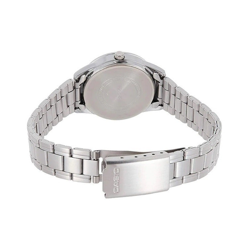 Reloj Casio Dama Ltp-1128a-7b Relojesymas Plateado Plateado Blanco