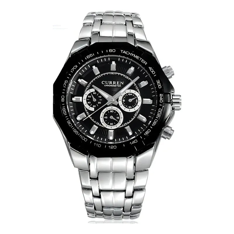 Reloj De Acero Inoxidable Resistente Al Agua Curren Para Hom Color Del Bisel Negro