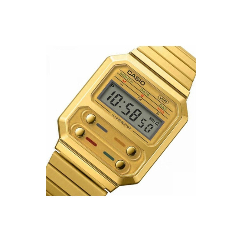 Reloj Casio Vintage A-100weg-9a Original Dorado Dorado Dorado