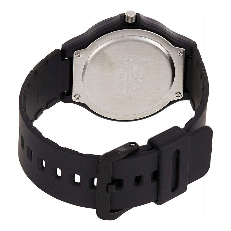 Reloj Pulsera Casio Mw-240-1bv Correa De Resina Color Negro Fondo Gris Oscuro