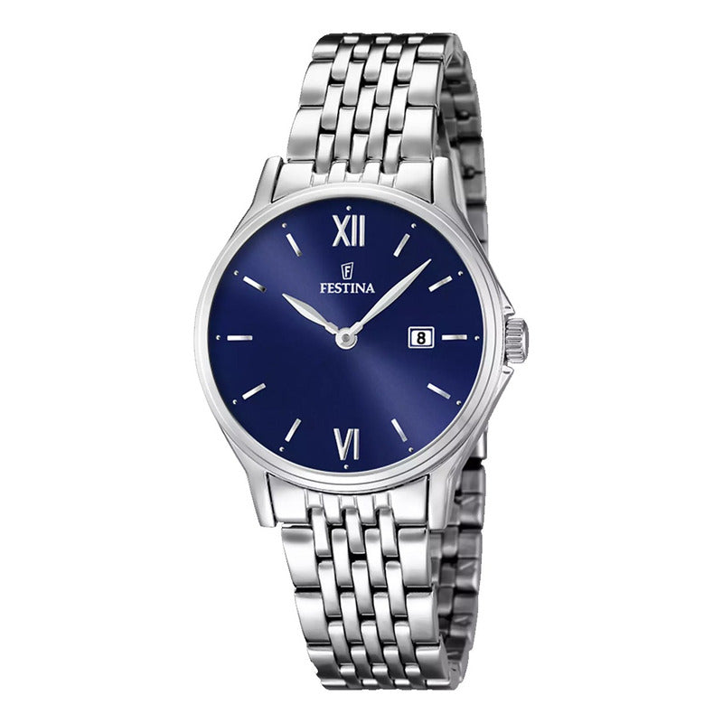 Reloj Festina Mujer Acero F16748/3 Clasico Original Plateado Azul