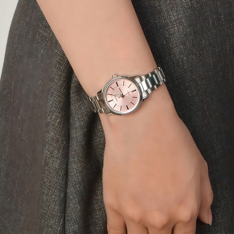 Reloj Casio Dama Ltp-1303d-4a Agente Oficial Caba Plateado Rosa