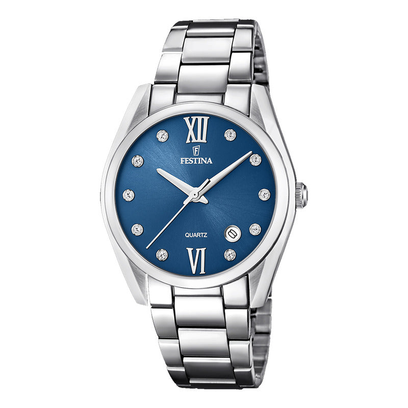 Reloj Festina The Originals F16790/c Mujer Calendario Plateado Azul
