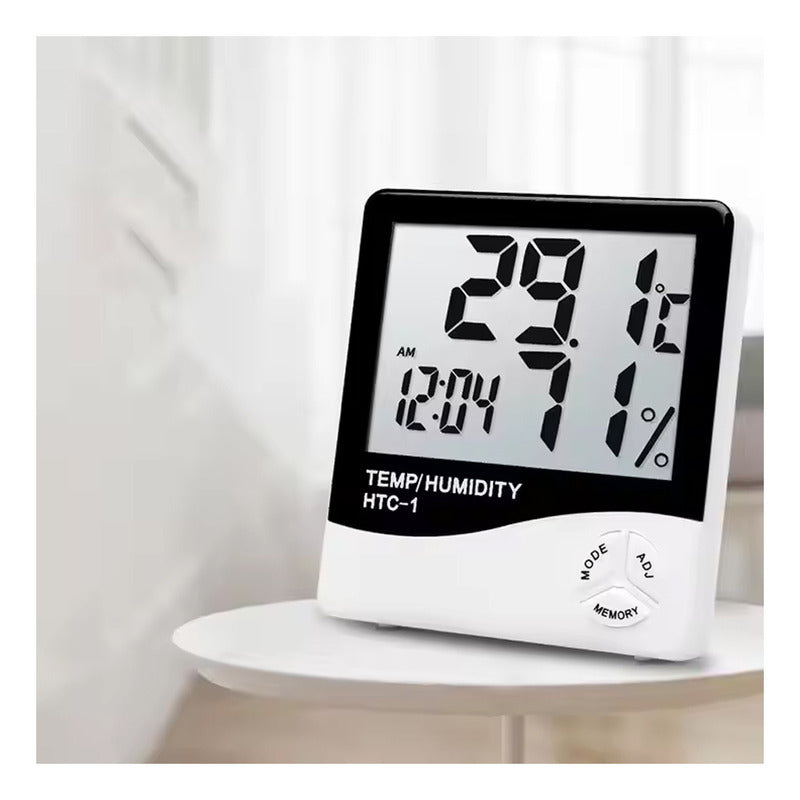 Reloj De Mesa Pantalla Htc-1 Blanco Led Fecha Temperatura Blanco