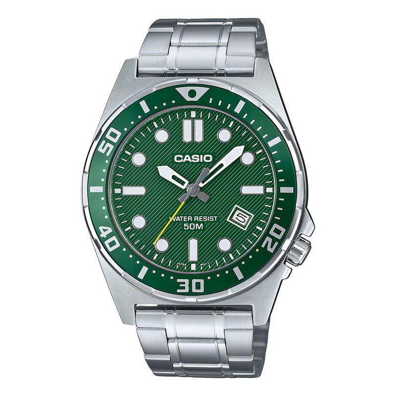 Reloj Hombre Casio Mtd-135d-3avdf Sport Correa Plateado Plateado Verde