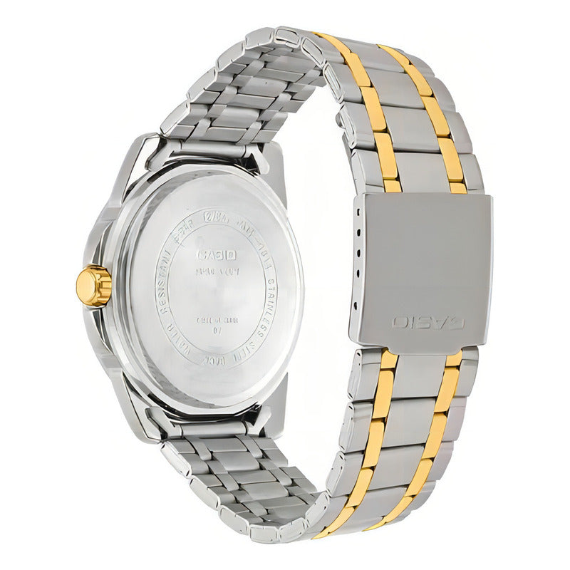 Reloj Casio Hombre Mtp-1314sg-1av Color De La Correa Plateado/dorado Color Del Bisel Plateado Color Del Fondo Negro
