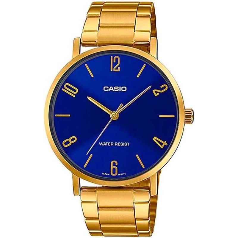 Reloj Mujer Casio Ltp-vt01g-2b Dorado Original Dorado Azul