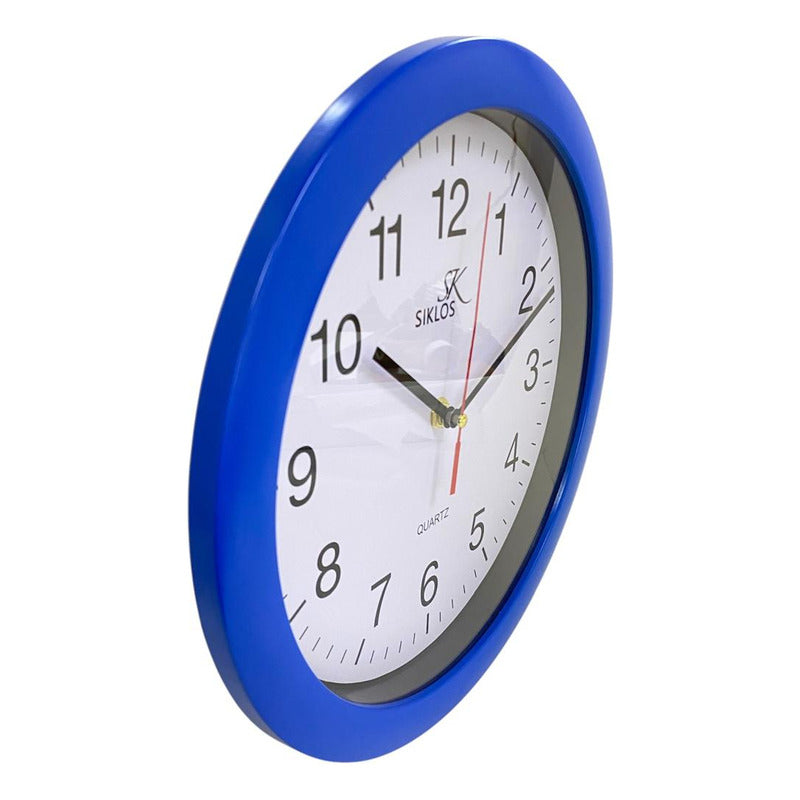 Reloj Pared Plastico Siklos Gb8081 Azul 20 Cm Silencioso Azul Blanco