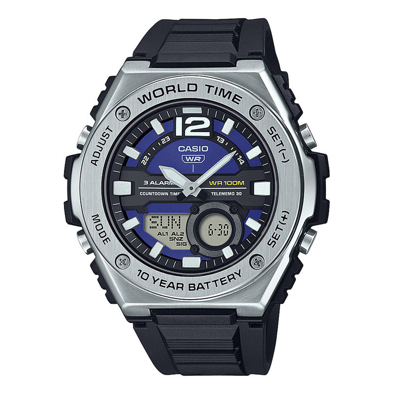 Reloj Casio Mwq-100-2a Resina/acero Hombre Negro/plateado