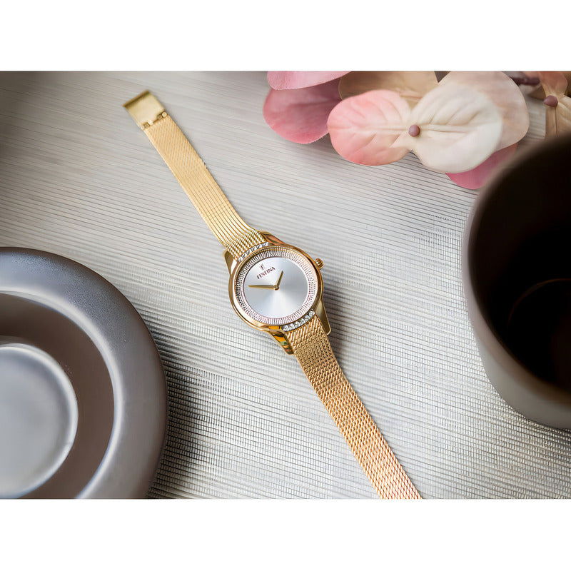 Reloj Festina Mademoiselle Dorado Piedras Mujer F20495.1 Blanco