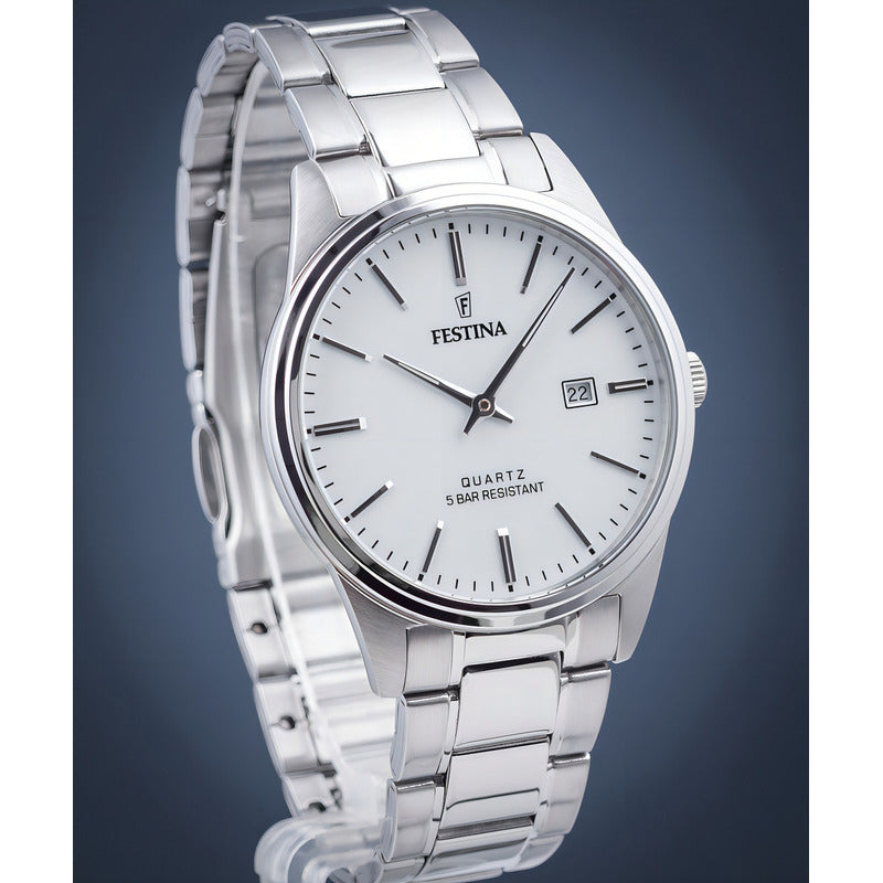 Reloj Festina Classics Para Hombre De Acero F20511/2 Ss Color De La Malla Plateado Color Del Bisel Plateado Color Del Fondo Blanco