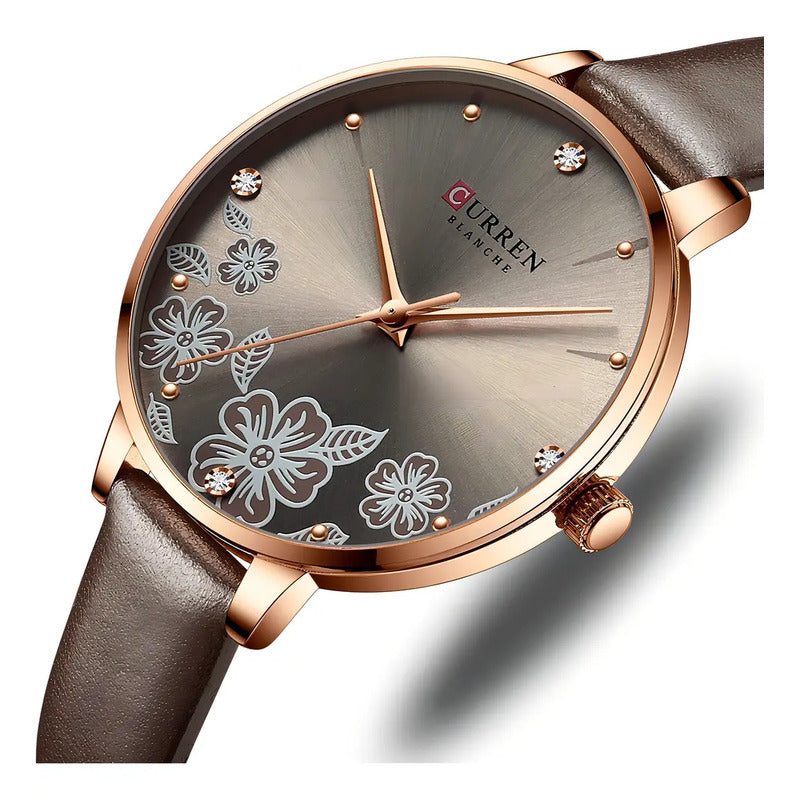 Relojes De Cuarzo Curren Elegant Leather Women 9068 . Correa Marrón