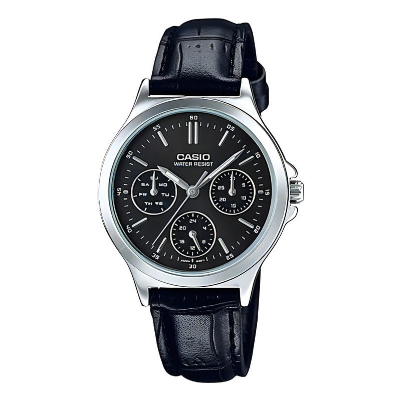 Reloj Casio Ltp-v300l-1au Cuarzo Color De La Correa Negro Color Del Bisel Plateado Color Del Fondo Negro