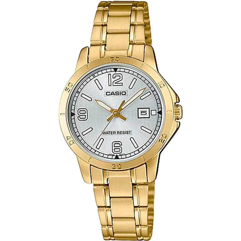 Reloj Casio Metal Dama Ltp-v004g-7b2 Original Dorado Dorado Plateado