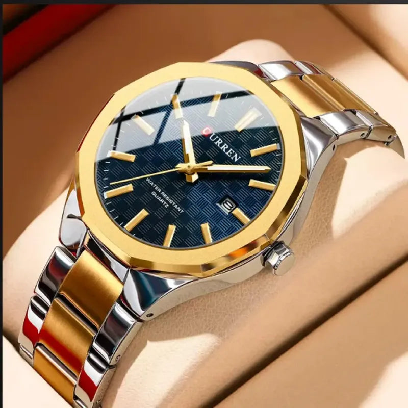 Reloj Para Hombre Curren 8477 Kree2703 Plateado Dorado Azul Oscuro