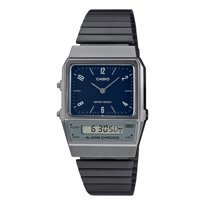 Reloj Casio Para Mujer Analógico-digital Con Correa De Acero Inoxidable Negro Azul