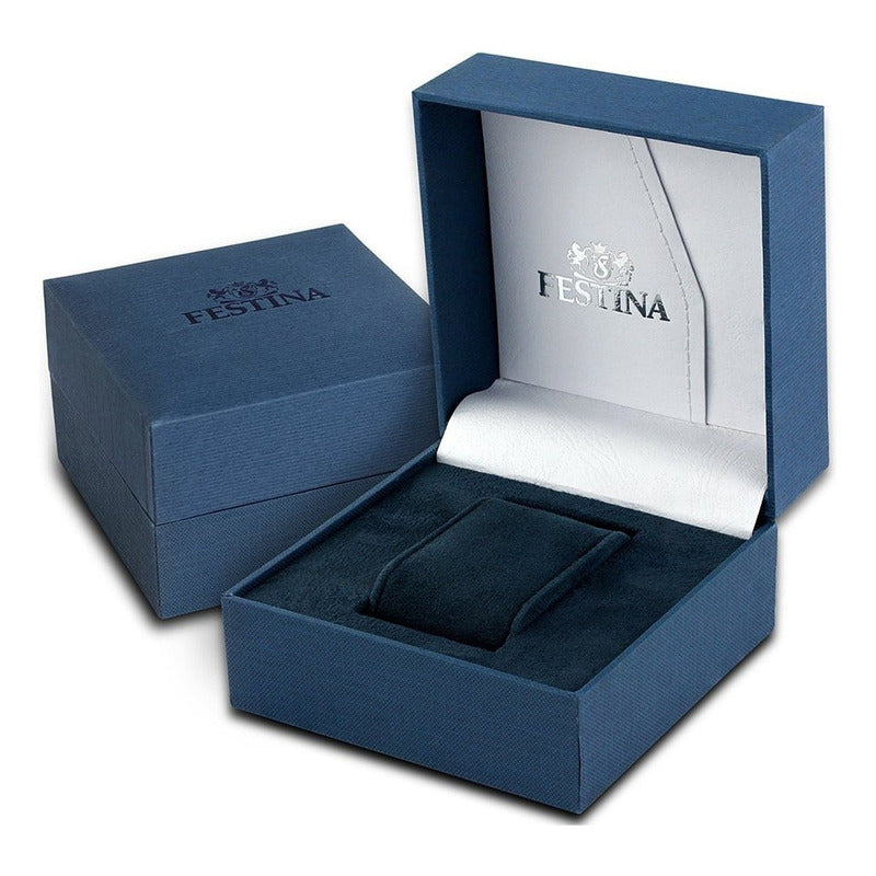 Reloj Pulsera Festina F20531/2 Con Correa De Acero Inoxidable Color Gris Plata - Fondo Azul