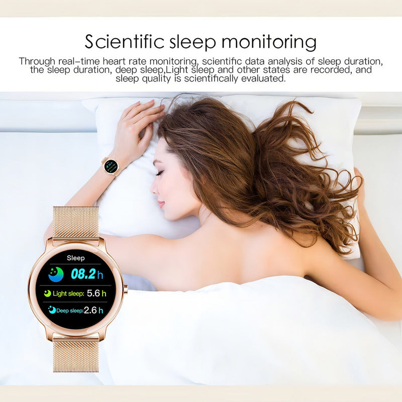 Smartwatch Fralugio R18 Pro Full Touch Bluetooth Dorado Monitoreo Salud