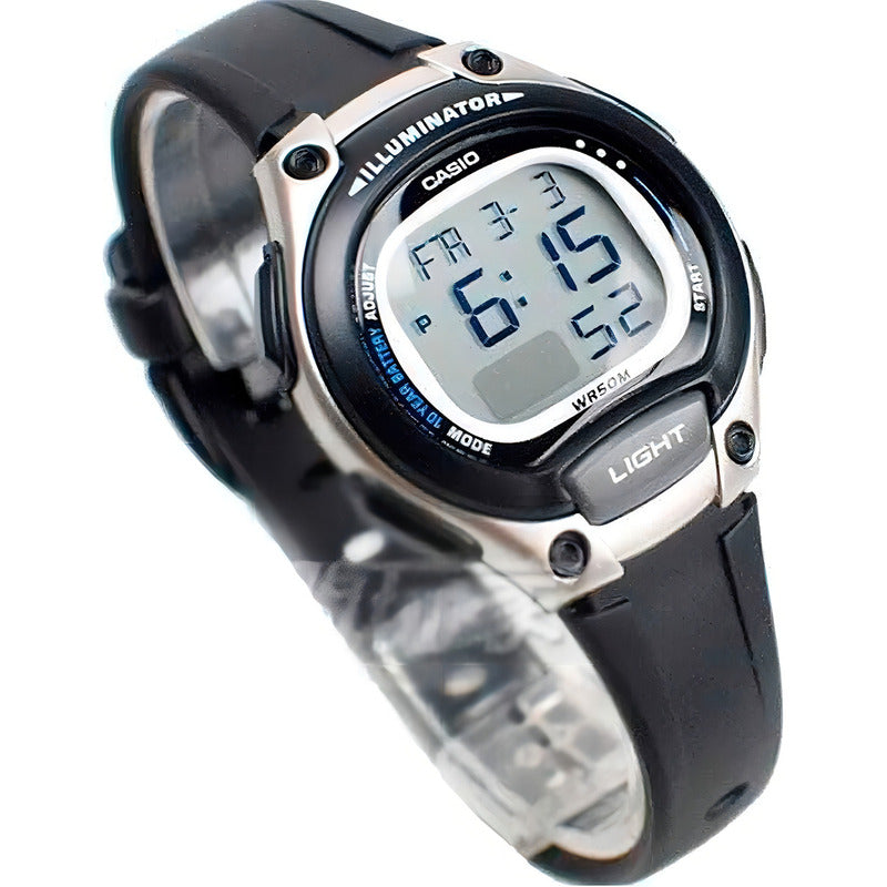 Reloj Casio Digital Dama Lw-203-1av Color De La Correa Negro