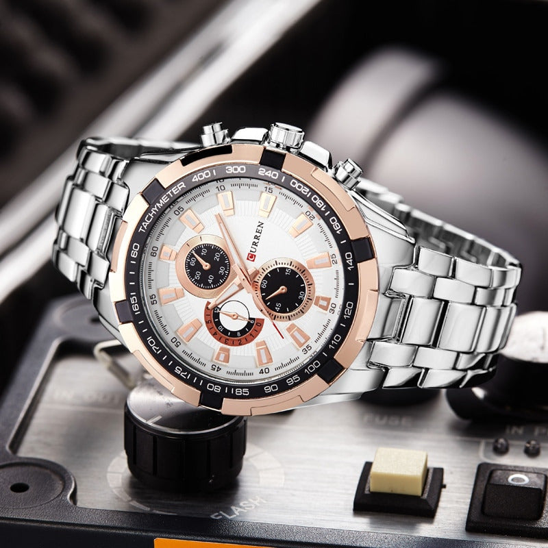 Reloj Masculino Curren Branco 8023 Plateado Negro