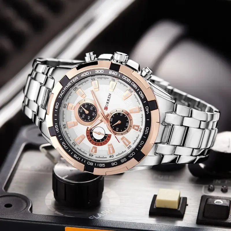 Reloj Masculino Curren Branco 8023-10 Plateado Negro