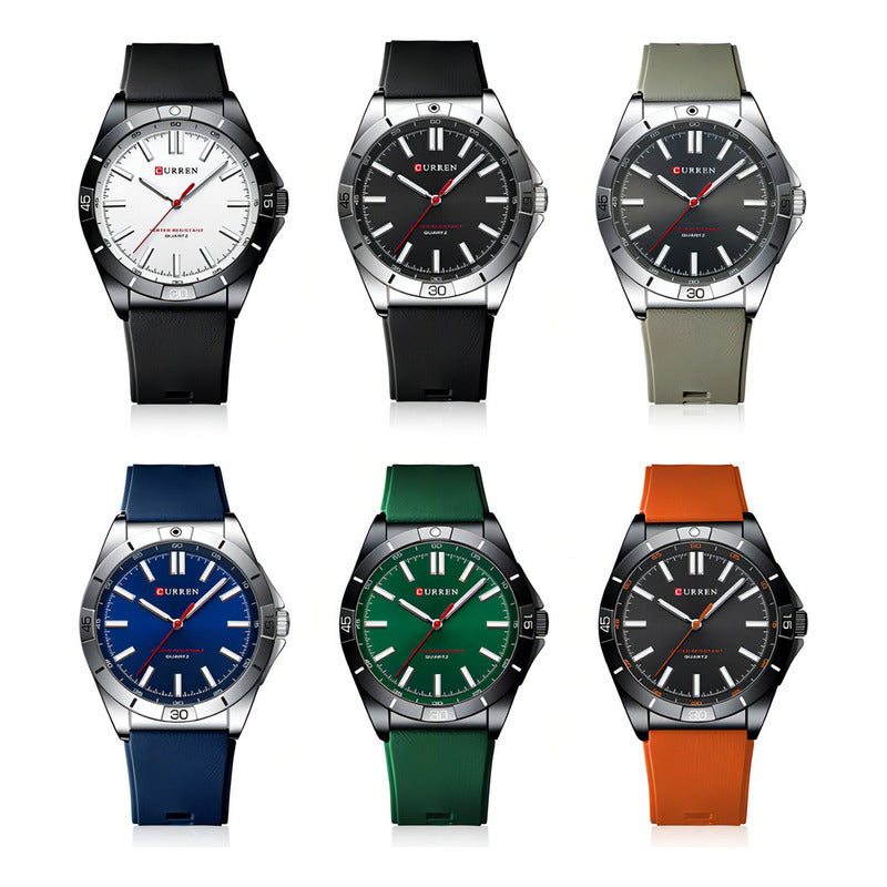 Reloj Pulsera Curren 8449 Con Correa De Silicona Fondo Azul