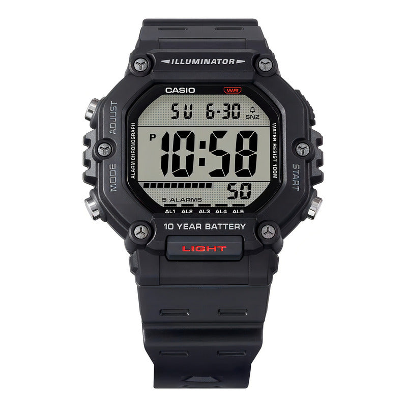Reloj Casio Digital Ae-1600h-1a Hombre Resina Negro 100m Fondo Ámbar Ae-1600h-1a