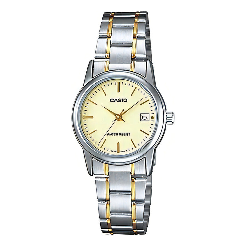 Reloj Casio Mujer Ltp-v002sg-9audf Plateado Dorado