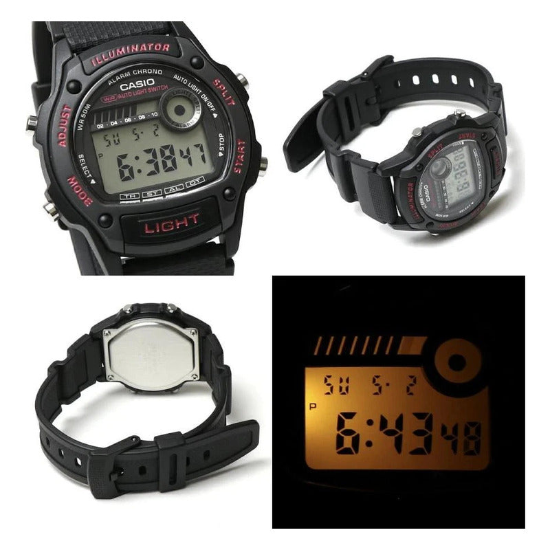 Rejoj Casio W-220h-1a2 Chicos Niños Velcro Digital Negro