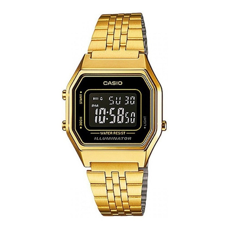 Casio Dama La-680wga-1b Vintage Original Dorado Negro