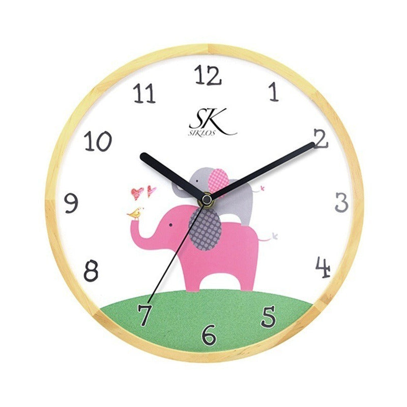 Reloj Pared Siklos 25cm Madera Diseño Infantil Marrón Claro Análogo