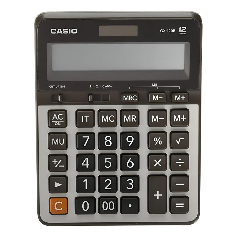 Calculadora Casio Gigante Gx-120b-w-dc Relojesymas Negro