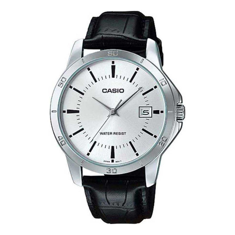 Reloj De Pulsera Casio Enticer Mtp-v004l-7a Original Negro Plateado