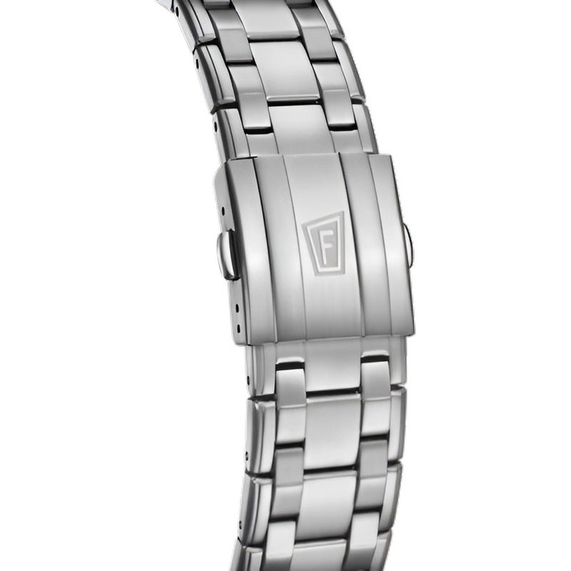 Reloj Festina F20670.5 Para Hombre Chronobike 2024 Malla Plateado Bisel Plateado Fondo Rojo