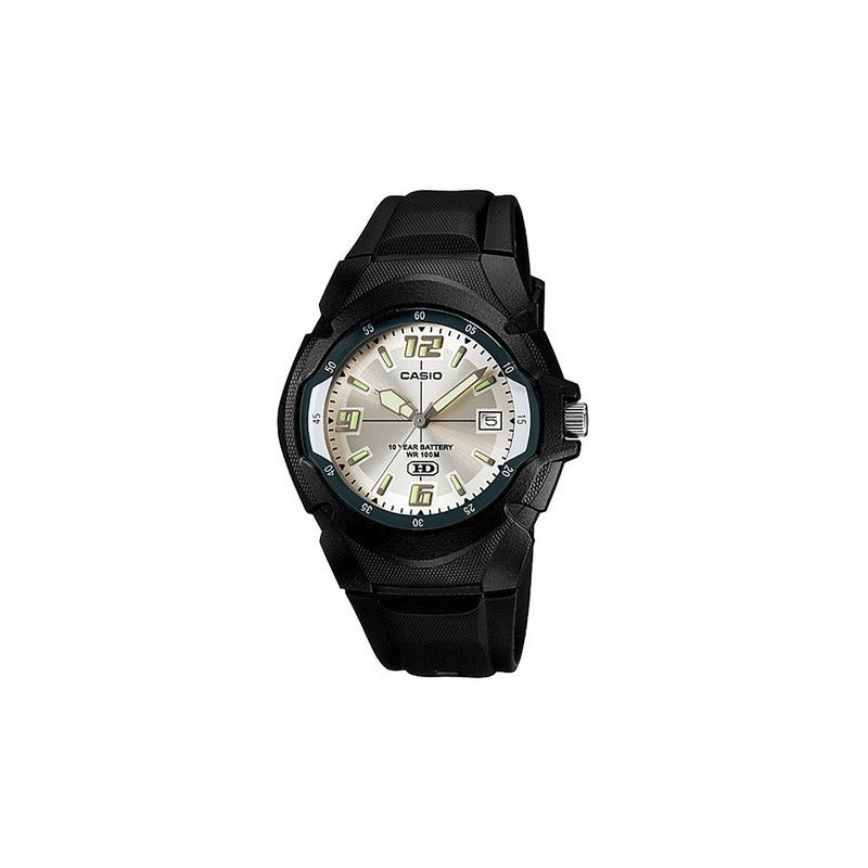 Reloj Casio Mw-600f-7a Plateado Relojesymas Blanco Negro Blanco 7a