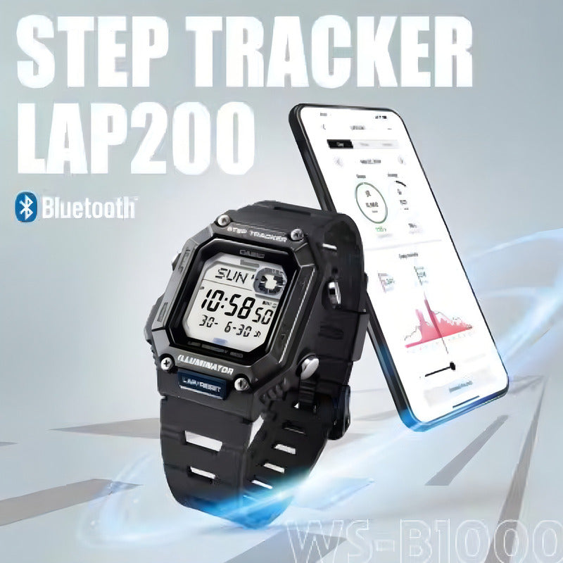 Reloj Casio Caballero Ws-b1000 Conectividad Bluetooth Correa Negro Bisel Negro Fondo Negro