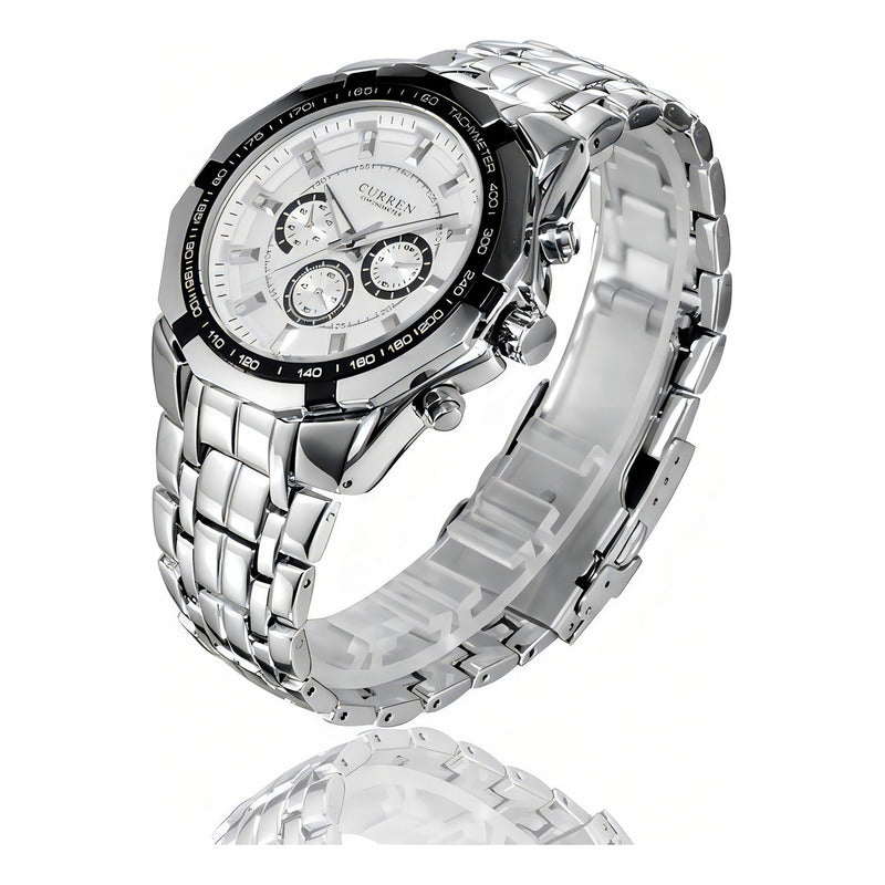 Reloj De Acero Inoxidable Resistente Al Agua Curren Para Hom Color Del Bisel Blanco